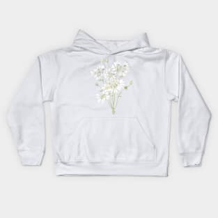 delicate white flowers ink and  watercolour Kids Hoodie